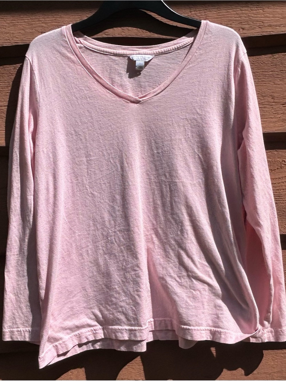 Charter Club Light Pink V-Neck Long Sleeve T Shirt